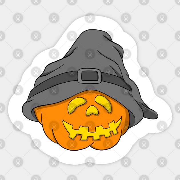Slouchy Hat Halloween Pumpkin Grey Version Sticker by Funky Chik’n